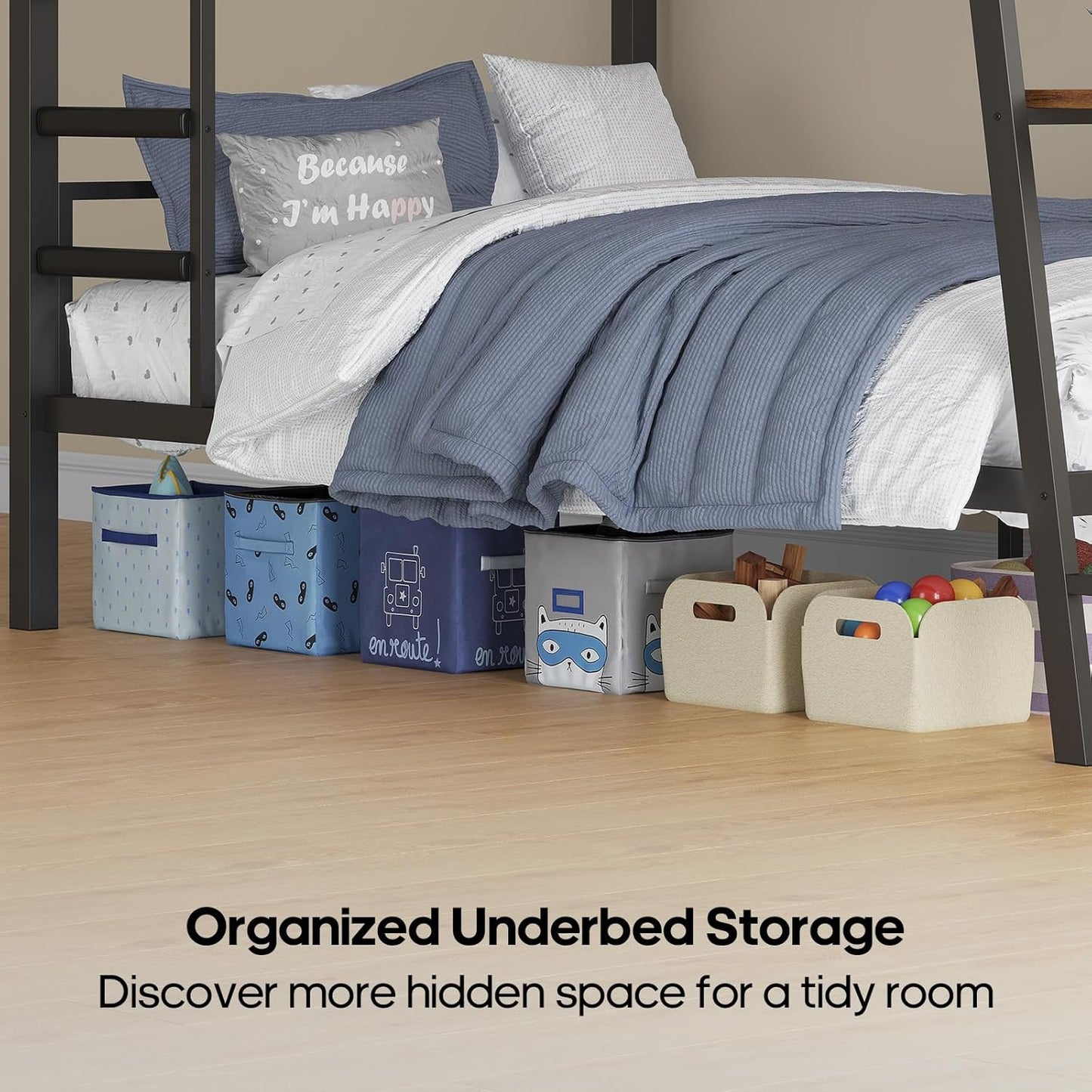 Bunk Bed for Small Space, Twin Over Twin Bunk Beds with Desk, Power Outlets, RGB LED Lights, Storage, Metal Beds with Safety Guardrail & Ladders