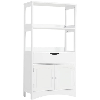 Sideboard Storage Cabinet with 2 Open Shelves, 1 Drawer and 1 Cupboard, White