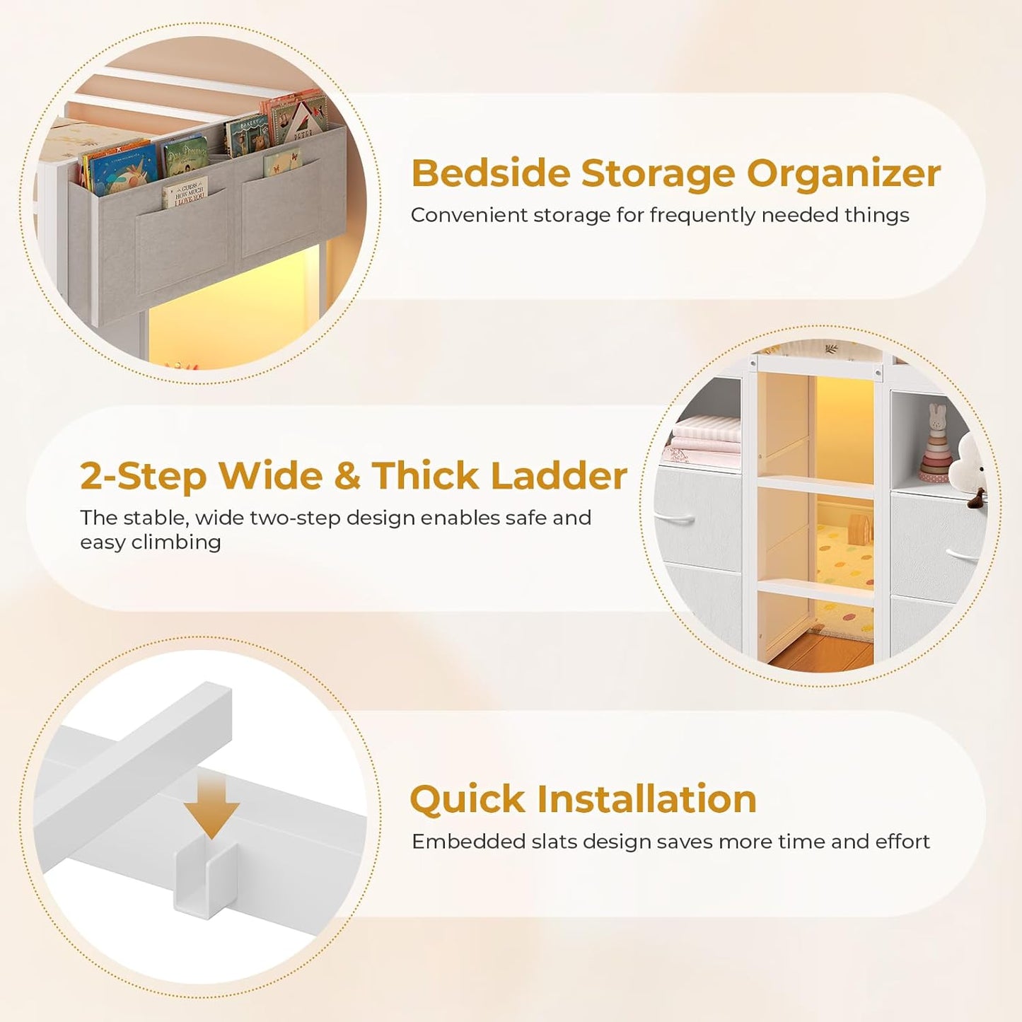 Low Loft Bed Twin Size with 8 Storage Drawers, Twin Loft Bed with Bookcase and LED Lights